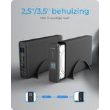 ICY BOX 60087 3,5 harde schijf behuizing, 2,5 harde schijf behuizing 3.5 inch, 2.5 inch USB-C, USB 3.2 Gen 2 (USB 3.1