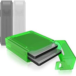 ICY BOX Set van 3 dubbele harde schijven box voor 2,5 inch HDD/SSD voor bescherming of opslag, stapelbaar, met tekst, hardcase cover, meerkleurig
