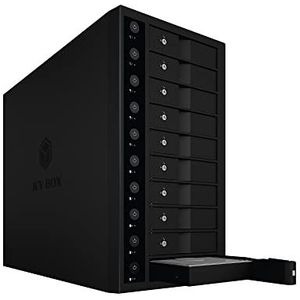 ICY BOX Type-C oder Type-A USB 3.1 Gen 2 Externes Single System für 10x 3,5 Sata Laufwerke, EasySwap, 140 mm Lüfter, Super Kühlung, IB-3810-C31