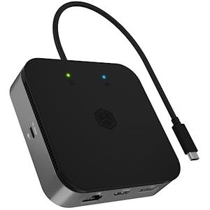 ICY BOX IB-DK408-C41 USB4 (USB-C) 8K laptop dockingstation Geschikt voor merk: Universeel Incl. laadfunctie, Ondersteunt 8K@30 Hz (1x) / 4K@30Hz (2x), USB-C