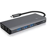 Icy Box IB-DK4070-CPD (USB C), Docking station + USB-hub, Zilver