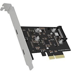 ICY BOX PCIe Controller Card 2x USB-C 3.1 Gen 2 (tot 10 Gbps) zilver IB-PCI1902-C31