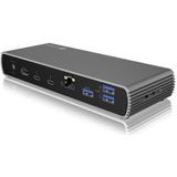 ICY BOX Thunderbolt 4 Docking Station (10-in-1) voor 2 monitoren (4K 60Hz) of 1 monitor (8K 30Hz), 2x TB4-poorten (40Gbit/s), 4x USB 3.1, USB-C, 1x HDMI, 96W PD voor laptop/Mac, LAN, audio, SD, IB-DK8801-TB4