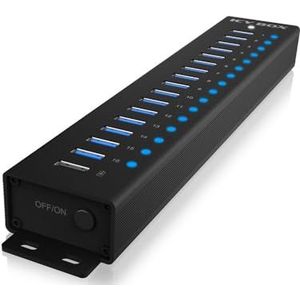 ICY BOX USB HUB (17 poorten) 16x USB & 1 x USB opladen, USB 3.2 Gen 1 (5 Gbit/s per poort), met 96 W voeding, USB-A, aluminium, IB-HUB1717-U3