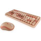 KeySonic KSKM-5200M-RF toetsenbord Inclusief muis Kantoor RF Draadloos QWERTZ Duits Beige, Bruin, Roze