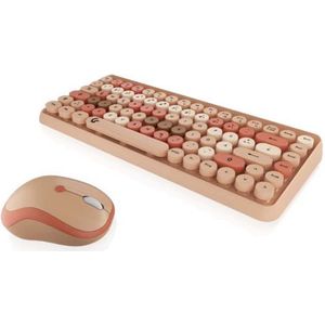 KeySonic KSKM-5200M-RF toetsenbord Inclusief muis Kantoor RF Draadloos QWERTZ Duits Beige, Bruin, Roze