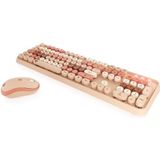 KeySonic KSKM-8200M-RF toetsenbord Inclusief muis Kantoor RF Draadloos QWERTZ Duits Beige, Bruin, Roze