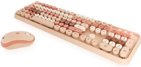 KeySonic KSKM-8200M-RF toetsenbord Inclusief muis Kantoor RF Draadloos QWERTZ Duits Beige, Bruin, Roze