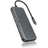 Icy Box IB-DK4060-CPD (USB-C, 12 Havens), Docking station + USB-hub, Zwart, Grijs