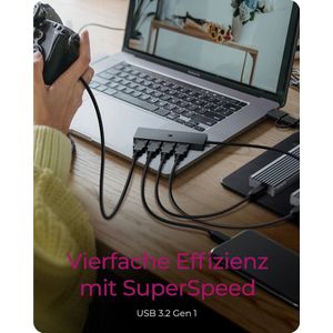 ICY BOX - IB-HUB1424-C3 - USB 3.0 HUB - 4 x USB-A-poorten - Zwart - Robuust Ontwerp