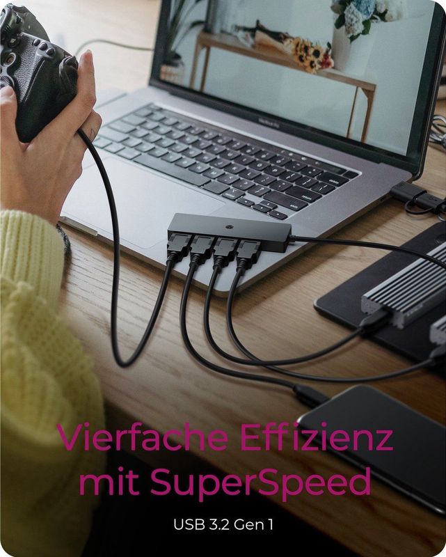 ICY BOX - IB-HUB1424-C3 - USB 3.0 HUB - 4 x USB-A-poorten - Zwart - Robuust Ontwerp