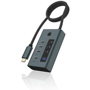 ICY BOX IB-HUB1454-C31 USB 3.2 Gen 1 (3.1 Gen 1) Type-C 10000 Mbit/s Blauw, Grijs