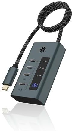 ICY BOX IB-HUB1454-C31 USB 3.2 Gen 1 (3.1 Gen 1) Type-C 10000 Mbit/s Blauw, Grijs
