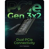 Icy Box - IB-2817M-C32 - Harddisk Behuizing - Zwart - Voor Twee M.2 PCIe NVMe SSD's