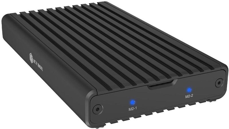 Icy Box - IB-2817M-C32 - Harddisk Behuizing - Zwart - Voor Twee M.2 PCIe NVMe SSD's