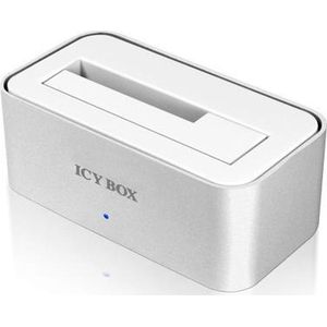 Icy Box IB-111StU3-Wh enkelvoudig docking station voor 2,5 inch (6,35 cm) of 3,5 inch (8,9 cm) SATA HDD/SSD met USB 3.0-poort (zilver/wit)