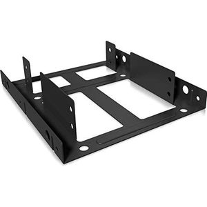 Icy Box IB-AC643 Einbaurahmen für 2 x 2,5 Zoll HDD/SSD in 1 x 3,5 Zoll Schacht, Voll-Metall, Schwarz