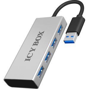 ICY BOX IB-AC6104 USB-hub 3.0, 4 poorten, zilverkleurig
