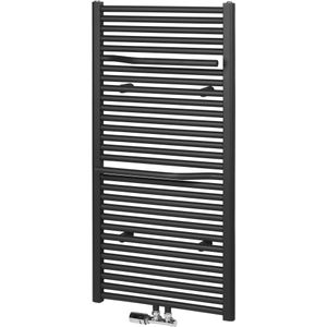 Ben Lineos handdoekradiator met handdoekhouder 753W 60x121,5cm mat grafiet zwart