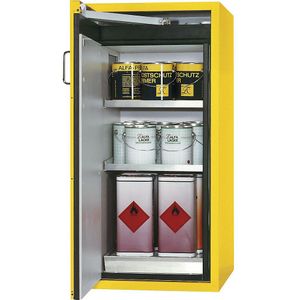 asecos Brandveilige opslagkast voor gevaarlijke stoffen type 90, 1 deur, uitwendige h x b x d = 1298 x 600 x 615 mm, geel, roestvast staal