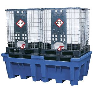 IBC- en KTC-station voor 2 containers, met geïntegreerd PE-opslagoppervlak