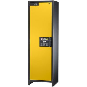 asecos Brandveilige industriële kast voor gevaarlijke stoffen type 90, h x b x d = 1955 x 600 x 615 mm, 1 deur, goudgeel