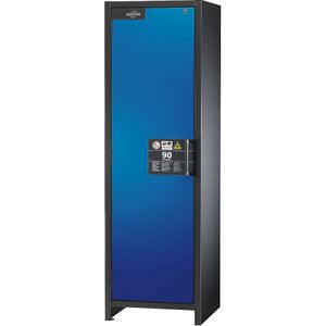 asecos Brandveilige industriële kast voor gevaarlijke stoffen type 90, h x b x d = 1955 x 600 x 615 mm, 1 deur, gentiaanblauw