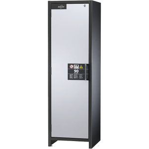asecos Brandveilige industriële kast voor gevaarlijke stoffen type 90, h x b x d = 1955 x 600 x 615 mm, 1 deur, wit aluminium