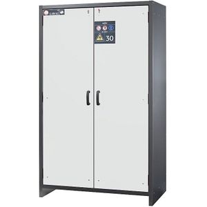 asecos Brandveilige opslagkast voor gevaarlijke stoffen, type 30, 2-deurs, breedte 1164 mm, lichtgrijs