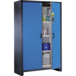 eurokraft pro Brandveiligheids-opslagkast voor gevaarlijke stoffen type 30, 2-deurs, 3 legborden, deuren lichtblauw