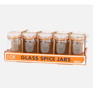 Glazen voorraadpotten - 60 ml - 10 stuks - Oranje/Rood