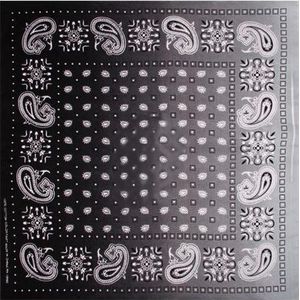 Haarband Bandana Zakdoek Paisley Zwart Grijs