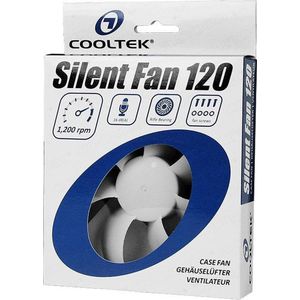 Cooltek 200400200 Silent Fan 120, 120 mm ventilator, Rifle-Bearing, 16 dBA, 1.200 omw/min, 107,9 m3/h, 3-pins Molex