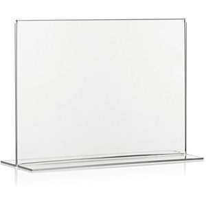 10x VITAdisplays® DIN A5 reclame displaystandaard, T-vormige reclamedisplay, liggende prijsvertoning, originele PLEXIGLAS® tekenhouder