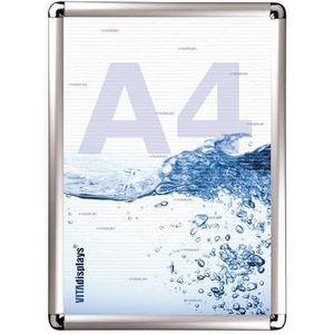 Aluminium wissellijst DIN A4 zilver Rondo, posterlijst incl. anti-reflex PET-beschermfolie, 25 mm aluminium profiel, posterlijst