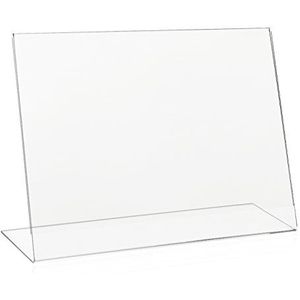 VITAdisplays 10 x Vitadisplays® L-vormige display DIN A4 liggend formaat, tafelstandaard, posterstandaard, schuine reclamehouder van origineel plexiglas