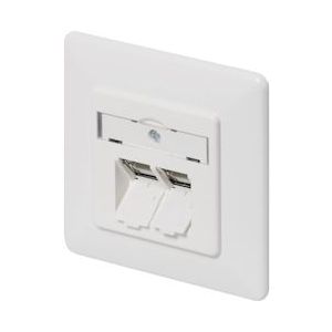 BTR IT CONNECT E-DAT C6 8/8(8) UP Cat.6 - Anschlussdose, Unterputz - CAT 6 - RJ-45 X 2 - Pure White, RAL 9010