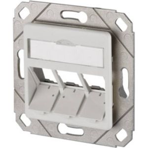 Metz Connect 130B20D31102KE Netwerkcontactdoos inbouw met centrale plaat 3 poorten zuiver wit (RAL 9010)