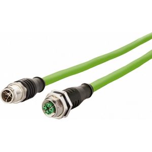 Metz Connect 142M2X12100 M12 Netwerkkabel, patchkabel CAT 6A S/FTP 10.00 m Groen PUR-mantel, Zuurbestendig, Ozonbestendig, UV-bestendig, Geschikt voor