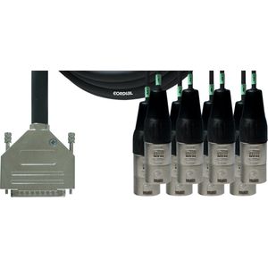 Cordial Intro Multicore D-Sub/XLRm 8-voudig, Rean stekker, 1,5m - Analoge multicore kabels