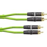 Cordial CEON DJ RCA 1.5 G Audio Verbindingskabel [1x Cinch-stekker - 1x Cinch-stekker] 1.50 m Groen (neon)