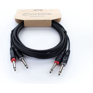 Cordial 14845 Jackplug Audio Aansluitkabel [2x Jackplug male 6,3 mm (mono) - 2x Jackplug male 6,3 mm (mono)] 3 m Zwart