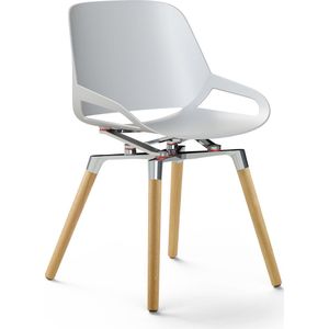 Aeris Numo houten poten - natural oak, kinematics: high gloss polished, seat shell: white