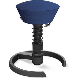 Aeris Swopper - ergonomische bureaukruk - zwart onderstel - blauwe zitting - gliders - mesh - hoog