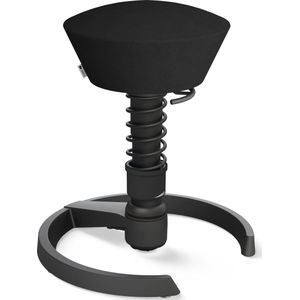 Aeris Swopper - ergonomische bureaukruk - zwart onderstel - zwarte zitting - gliders - microvezel - standaard
