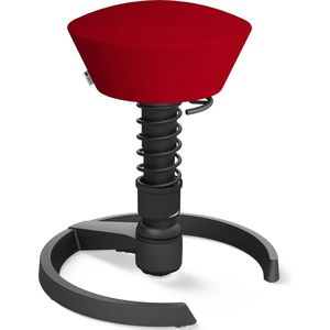 Aeris Swopper - ergonomische bureaukruk - zwart onderstel - rode zitting - gliders - wol - standaard