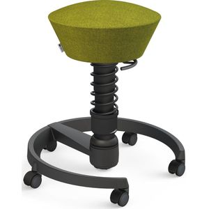 Aeris Swopper - ergonomische bureaukruk - zwart onderstel - groene zitting - zachte wielen - wol - standaard