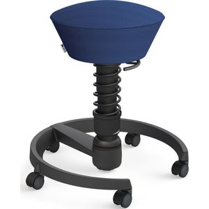 Aeris Swopper - ergonomische bureaukruk - zwart onderstel - blauwe zitting - zachte wielen - mesh - standaard