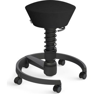 Aeris Swopper - ergonomische bureaukruk - zwart onderstel - zwarte zitting - harde wielen - microvezel - standaard