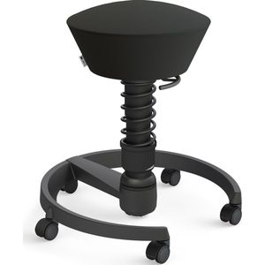 Aeris Swopper - ergonomische bureaukruk - zwart onderstel - zwarte zitting - harde wielen - kunstleer - standaard